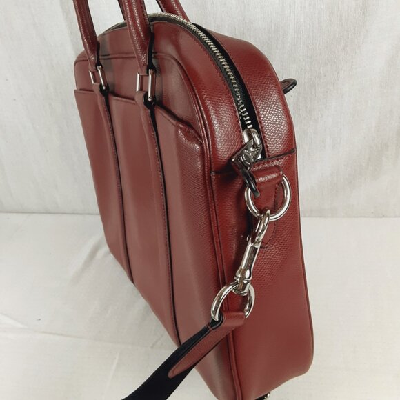 Coach #71681 Crossgrain Leather Briefcase Slim Brief Red Laptop Case Crossbody - Picture 14 of 16